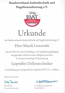 BVAT Urkunde