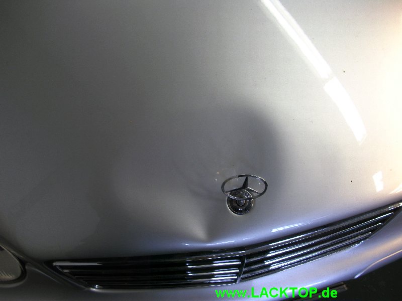 Mercedes C-Klasse Delle Motorhaube VORHER 3